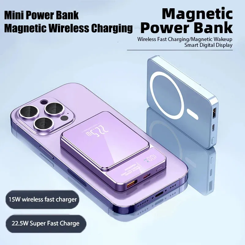 S3cfeac25eb004d5dba1a4e61cd307656c.webp Bateria Externa 10.000 mAh Magnetic 20W Wireless Powerbank Slim Portable Battery Charger for MagSafe iPhone 17 16 15 Samsung 24 23 - Imagen 4