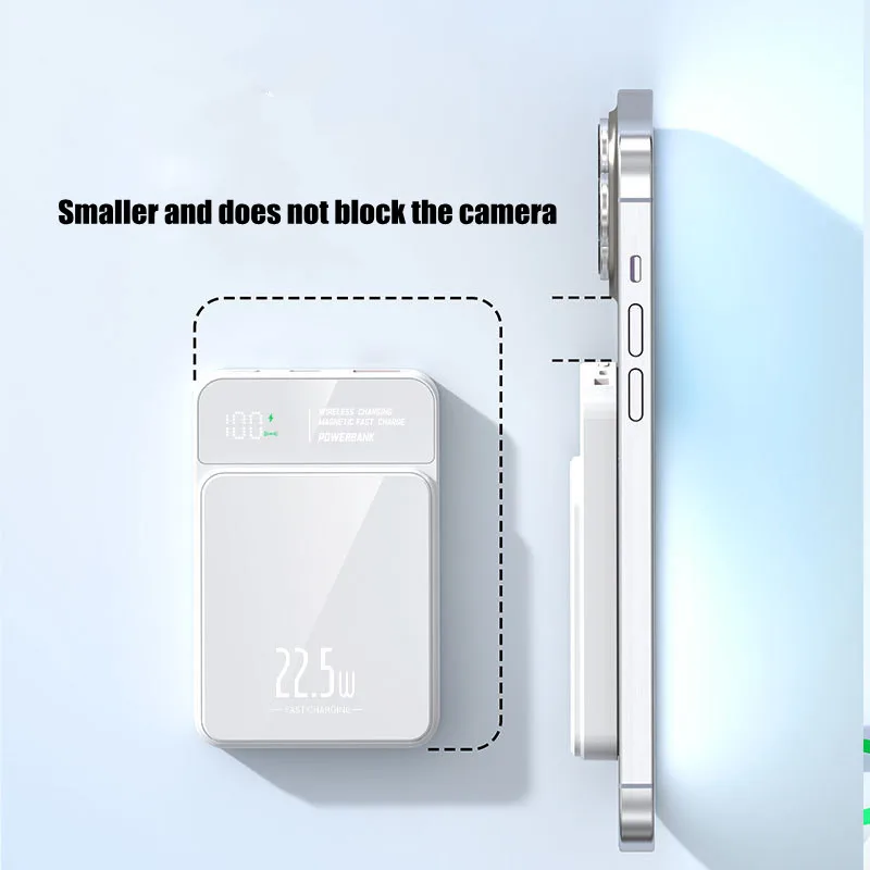 S5853b33fba27458999dbda8b6ad93043N.webp Bateria Externa 10.000 mAh Magnetic 20W Wireless Powerbank Slim Portable Battery Charger for MagSafe iPhone 17 16 15 Samsung 24 23 - Imagen 3