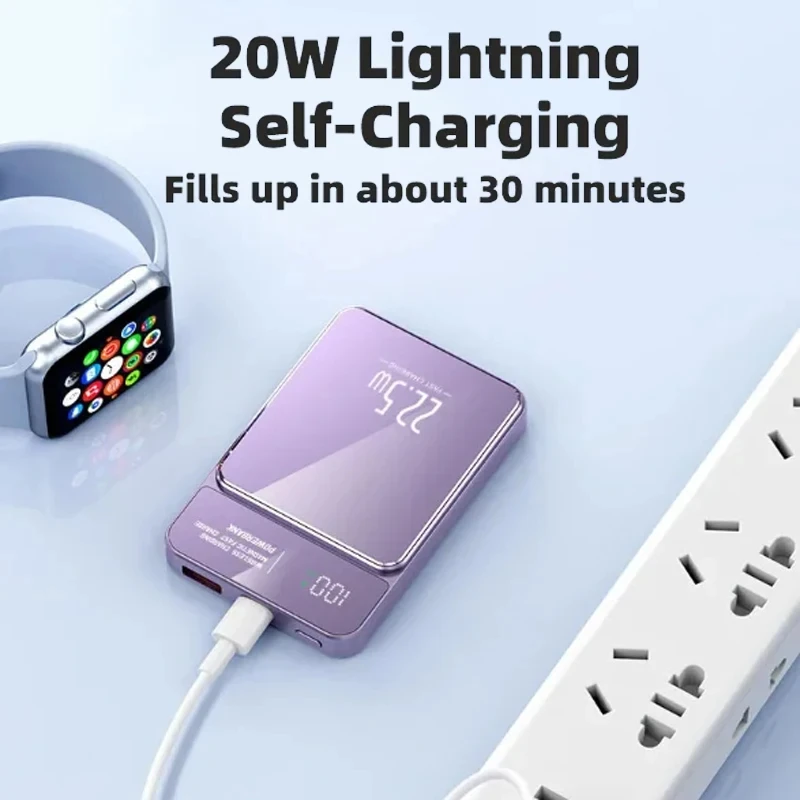 S67291524ba5d423d9e6371388186a16dr.webp Bateria Externa 10.000 mAh Magnetic 20W Wireless Powerbank Slim Portable Battery Charger for MagSafe iPhone 17 16 15 Samsung 24 23 - Imagen 5
