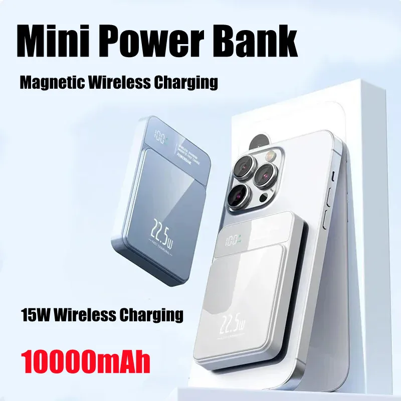S807f206020834910877e2649c9f7a745i.webp Bateria Externa 10.000 mAh Magnetic 20W Wireless Powerbank Slim Portable Battery Charger for MagSafe iPhone 17 16 15 Samsung 24 23 - Imagen 2