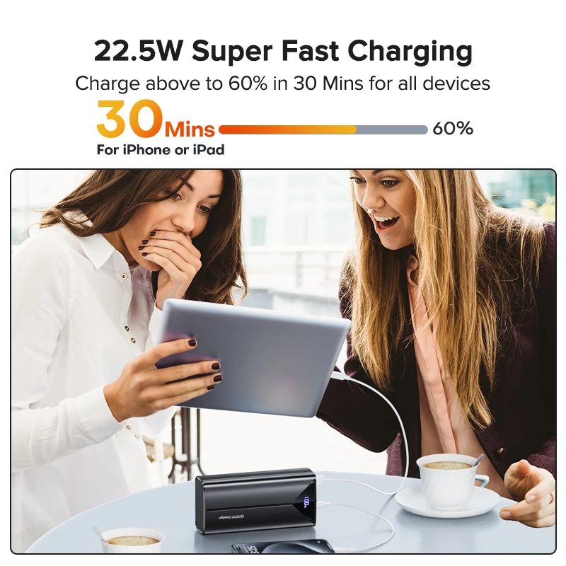 S879cf9074e4745c6905e7b750521cb8b8.webp Bateria Externa 30000mah 22.5W Fast Charging Built-in Cable External Large Battery Portable Charger For iPhone Samsung Xiaomi - Imagen 3